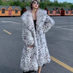 Women's winter imitation fox fur young leopard-print fur coat long knee-length mink coat