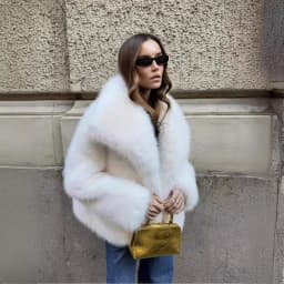 luxury designer fur coat women  abrigo peludo mujer casaco feminino de inverno  casaco de pele artificial white Fox fur coat