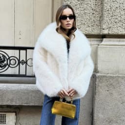 luxury designer fur coat women  abrigo peludo mujer casaco feminino de inverno  casaco de pele artificial white Fox fur coat