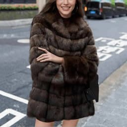 LANMREM Brown Hooded Women's Faux Mink Fur Coat Thick Autumn Winter Chic New Cardigan Mid Length Loose Warm Jackets 2DB4632