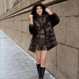 LANMREM Brown Hooded Women's Faux Mink Fur Coat Thick Autumn Winter Chic New Cardigan Mid Length Loose Warm Jackets 2DB4632