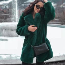 Women Winter Warm Fur Coat Fashion Turn Down Collar Flurry Fur Long Jacket New In Casual Outerwear Solid Color Lady Fur Jacket