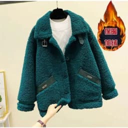 Women Winter New Loose Imitate Grain Fleece Fur One Piece Lamb Fleece Short Coat Female Warm Cardigan Thickened Lamb Fleece Coat