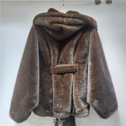 HKSH 2025 Winter New Women's Faux Fur Coat Hooded Batwing Sleeve Sashes Fashion Elegant Luxury High-end Tide Warm Jacket HK16165