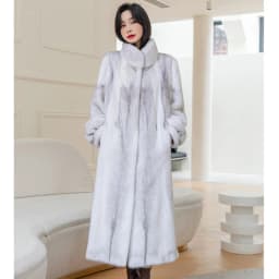 Women's long mink coat winter new fashion stand collar warm fur coat casual large size