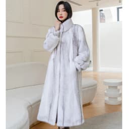 Women's long mink coat winter new fashion stand collar warm fur coat casual large size