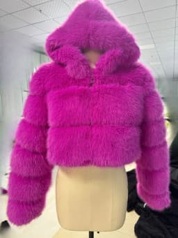 CM.YAYA Women Faux Fur Coats Solid Hooded Straight Short Coat Warm Soft Easy-matching Crop Tops Female Fashion Streetwear Winter