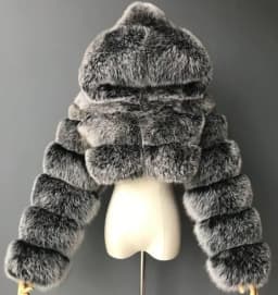 CM.YAYA Women Faux Fur Coats Solid Hooded Straight Short Coat Warm Soft Easy-matching Crop Tops Female Fashion Streetwear Winter