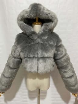 CM.YAYA Women Faux Fur Coats Solid Hooded Straight Short Coat Warm Soft Easy-matching Crop Tops Female Fashion Streetwear Winter