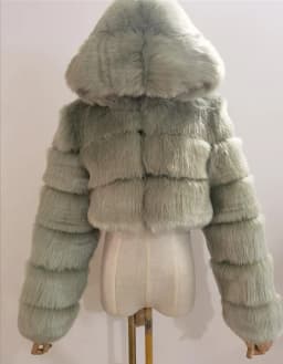 CM.YAYA Women Faux Fur Coats Solid Hooded Straight Short Coat Warm Soft Easy-matching Crop Tops Female Fashion Streetwear Winter