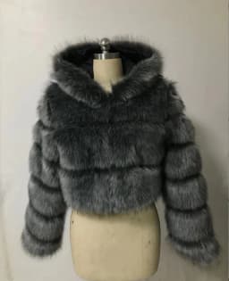 CM.YAYA Women Faux Fur Coats Solid Hooded Straight Short Coat Warm Soft Easy-matching Crop Tops Female Fashion Streetwear Winter