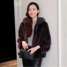 Mink coat ladies full mink grass coat Mink short winter fashion casual hoodie jacket