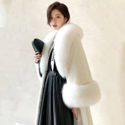 Women's winter fur long mink coat Fox fur collar casual warm windbreaker