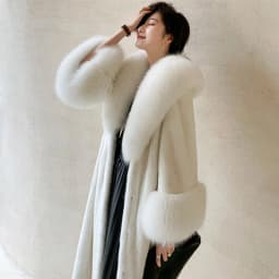 Women's winter fur long mink coat Fox fur collar casual warm windbreaker