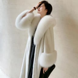 Women's winter fur long mink coat Fox fur collar casual warm windbreaker