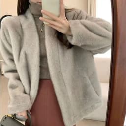 Faux Mink Fur Coats for Women,Covered Button Short Jackets,V-Neck Overcoat,Female Clothes,Thicken Warm ,Preppy Style，New，Winter