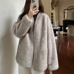 Faux Mink Fur Coats for Women,Covered Button Short Jackets,V-Neck Overcoat,Female Clothes,Thicken Warm ,Preppy Style，New，Winter