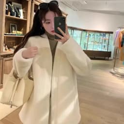 Faux Mink Fur Coats for Women,Covered Button Short Jackets,V-Neck Overcoat,Female Clothes,Thicken Warm ,Preppy Style，New，Winter