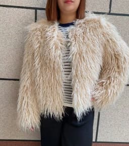 Women's Fake Mongolian Fur Coat with Big Collar, Autumn and Winter Fashionable Faux Fur Coat, Beach Wool Jacket