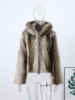 2026 New Winter Hooded Faux Fur Short Jacket For Women High Street Long Sleeve Fluffy Cropped Coat Female Elegant Chic Outerwear