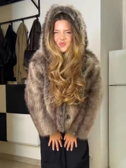 2026 New Winter Hooded Faux Fur Short Jacket For Women High Street Long Sleeve Fluffy Cropped Coat Female Elegant Chic Outerwear