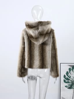 2026 New Winter Hooded Faux Fur Short Jacket For Women High Street Long Sleeve Fluffy Cropped Coat Female Elegant Chic Outerwear