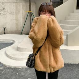 Oversize Parkas Women's Winter Fur Jacket Female Loose Faux Rabbit Fur Zip Hooded Thicken Short Fur Coat Thick Furry Warm Jacket