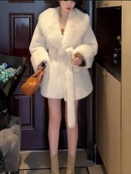 Autumn Winter New 2025 Fur Collar Fox Fur Jacket Women's Overcoat Tight Waist Thickened Warm Parka Loose Chic Fur Jacke