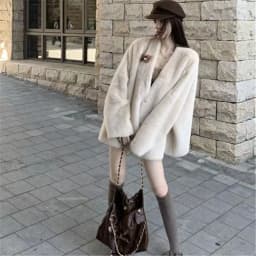 Faux Mink Fur Coat for Women, Covered Open Stitch , V-Neck Jacket,Thick Warm Female Clothes,Autumn and Winter, New, 2024