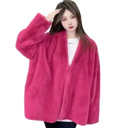 Faux Mink Fur Coat for Women, Covered Open Stitch , V-Neck Jacket,Thick Warm Female Clothes,Autumn and Winter, New, 2024