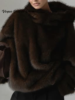 Casual Furry Faux Fur Hooded Pullover Women Loose Full Sleeve Warm Solid Coat 2026 Autumn Winter Lady Street Fashion Outwear New