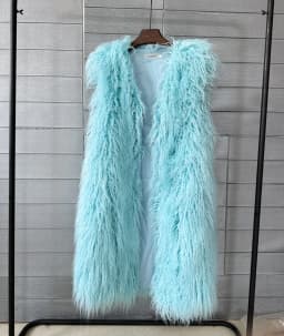 Mongolia Sheep Fur Women Long Vest Colorful Warm Faux Fur High Street Plush Coats Female Jacket Autumn Winter Furry Outerwear