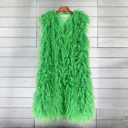 Mongolia Sheep Fur Women Long Vest Colorful Warm Faux Fur High Street Plush Coats Female Jacket Autumn Winter Furry Outerwear