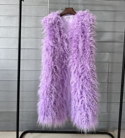 Mongolia Sheep Fur Women Long Vest Colorful Warm Faux Fur High Street Plush Coats Female Jacket Autumn Winter Furry Outerwear
