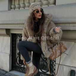 Neo Mint Exclusive Women Winter Hooded Faux Fur Coat Chic Street Fashion Girls Fluffy Fox Fur Jacket Thick Warm Shaggy Overcoat