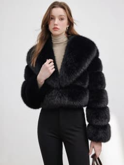 ZADORIN Luxury Big Collar Spliced Cropped Faux Fur Coat Woman Clothing Thicken Furry Faux Fur Jacket Winter Fur Coats Top Mujer