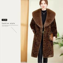 Leopard Print Lazy Elongated Fur Coat For Women's Winter Hooded Warm Environmentally Friendly Fur Coat Thick Imitation Fur Jacke
