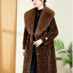 Leopard Print Lazy Elongated Fur Coat For Women's Winter Hooded Warm Environmentally Friendly Fur Coat Thick Imitation Fur Jacke