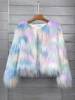 ZADORIN Mongolian fur Furry Faux Fur Coat Woman Fur Coats Autumn Winter Pink White Shaggy Faux Fur Jacket Tops Festival Clothing