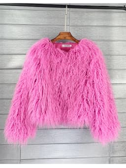 ZADORIN Mongolian fur Furry Faux Fur Coat Woman Fur Coats Autumn Winter Pink White Shaggy Faux Fur Jacket Tops Festival Clothing