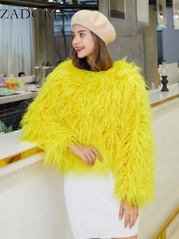 ZADORIN Mongolian fur Furry Faux Fur Coat Woman Fur Coats Autumn Winter Pink White Shaggy Faux Fur Jacket Tops Festival Clothing