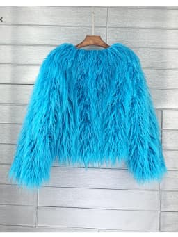 ZADORIN Mongolian fur Furry Faux Fur Coat Woman Fur Coats Autumn Winter Pink White Shaggy Faux Fur Jacket Tops Festival Clothing