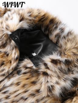 Fashion Leopard Faux Fur Coat Women Casual Lapel Single Breasted Plush Warm Overcoat 2025 Winter New Lady Cozy Print Streetwear
