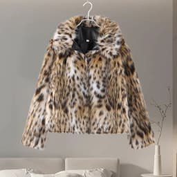 Fashion Leopard Faux Fur Coat Women Casual Lapel Single Breasted Plush Warm Overcoat 2025 Winter New Lady Cozy Print Streetwear