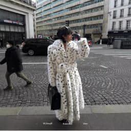 Faux Fur Jackets Women Print Long Coat Lapel Elegant Lace Up Cardigan Thick Jacket Loose Warm Jacket Autumn Winter 2025