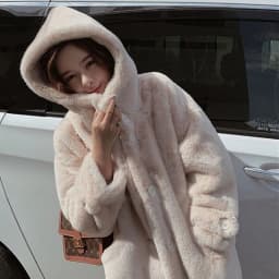2021 New Winter Women Faux Rabbit Fur Coat Loose Long Fur Coat Large size Hooded OverCoat Thick Warm Female Plush Coats