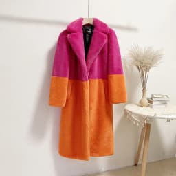 Luxury Faux Rabbit Fur Coats Fluffy Women's Two Tone Furry Long Overcoat Ladies Jacket Plus Size 5XL Thick Warm Loose Plush Coat