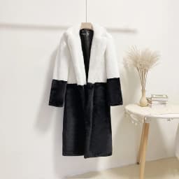 Luxury Faux Rabbit Fur Coats Fluffy Women's Two Tone Furry Long Overcoat Ladies Jacket Plus Size 5XL Thick Warm Loose Plush Coat