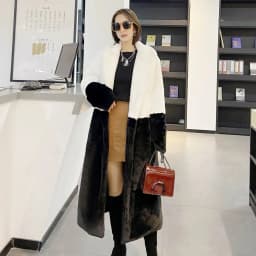 Luxury Faux Rabbit Fur Coats Fluffy Women's Two Tone Furry Long Overcoat Ladies Jacket Plus Size 5XL Thick Warm Loose Plush Coat