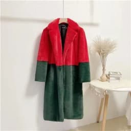Luxury Faux Rabbit Fur Coats Fluffy Women's Two Tone Furry Long Overcoat Ladies Jacket Plus Size 5XL Thick Warm Loose Plush Coat